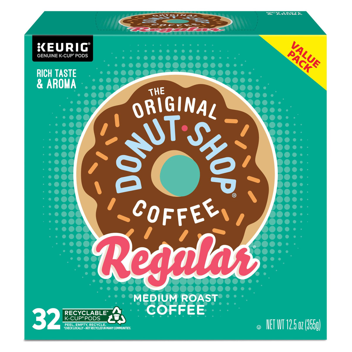 The Original Donut Shop Regular, Single-Serve Keurig K-Cup Pods, Medium Roast Coffee Pods, 96 Count