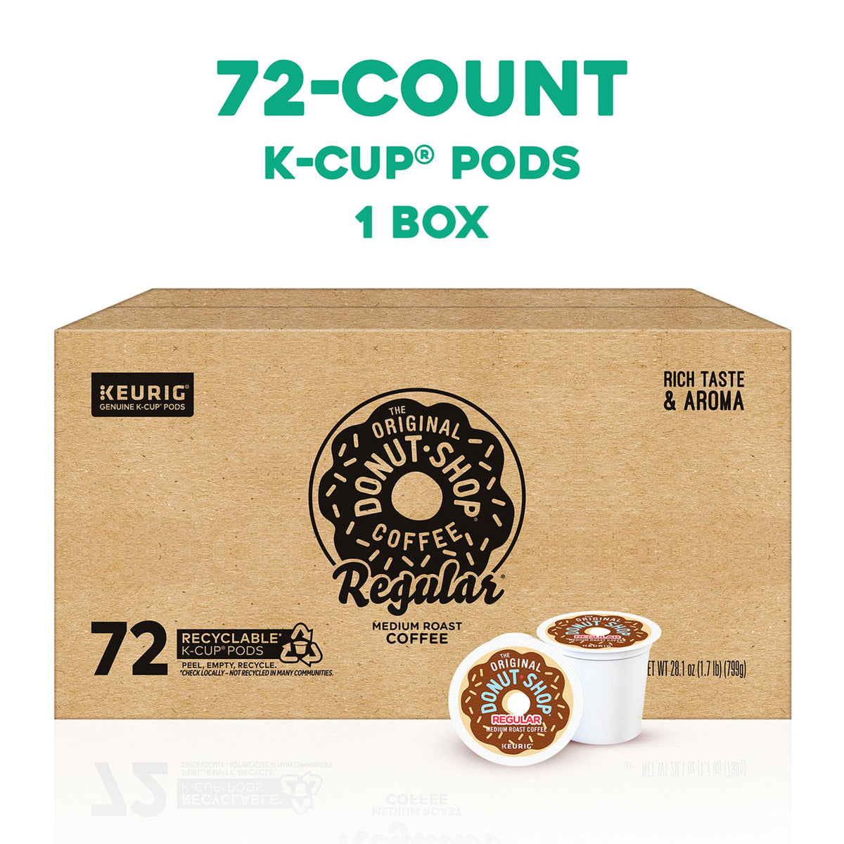 The Original Donut Shop Regular, Single-Serve Keurig K-Cup Pods, Medium Roast Coffee Pods, 96 Count